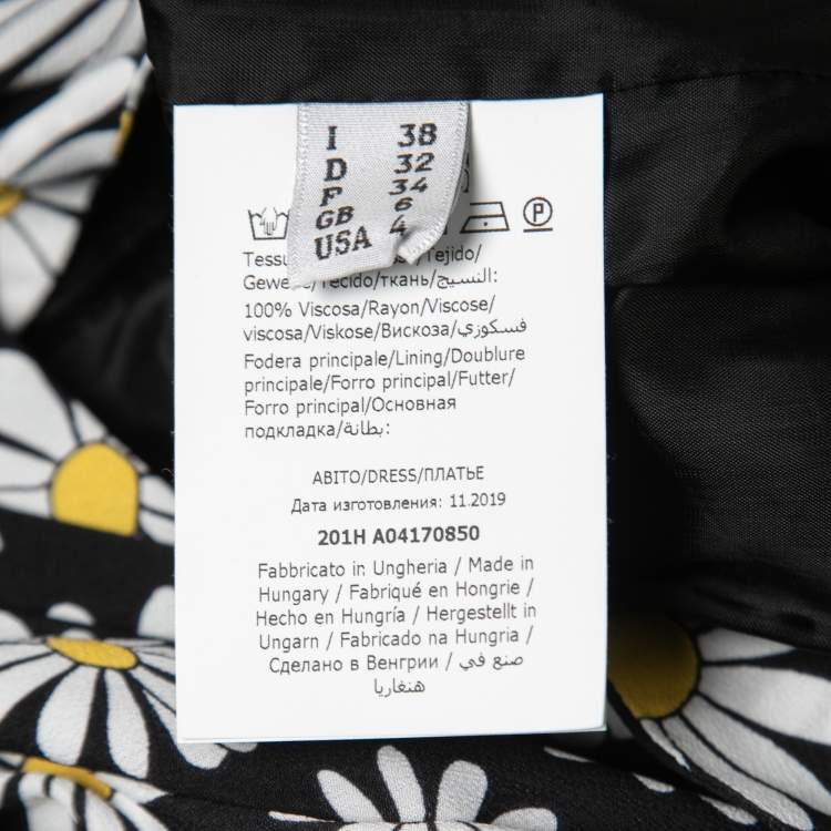 Pre Owned Boutique Moschino Black Daisy Printed Crepe Ruffled Maxi Dress S