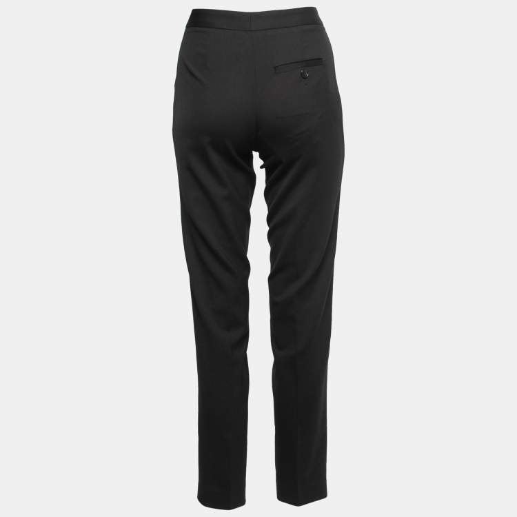 Pre Owned Boutique Moschino Black Wool Straight Leg Trousers S