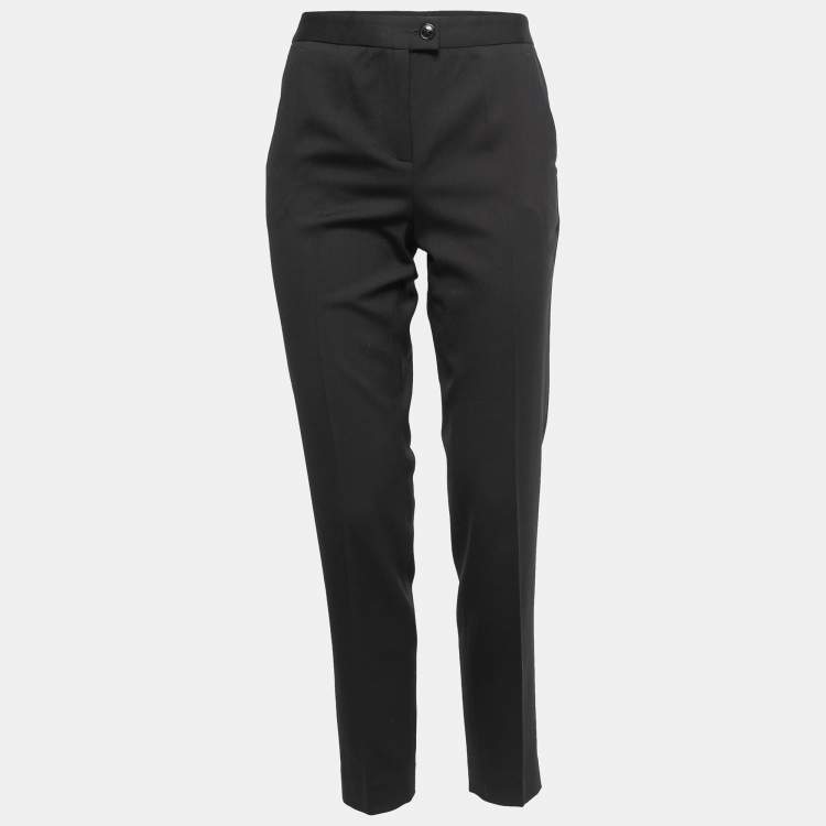 Pre Owned Boutique Moschino Black Wool Straight Leg Trousers S