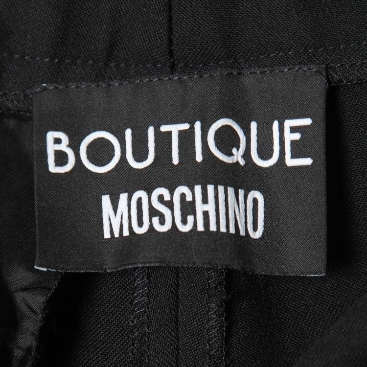 Pre Owned Boutique Moschino Black Wool Straight Leg Trousers S