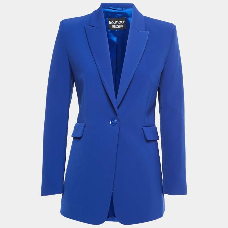 Pre Owned Boutique Moschino Blue Crepe Single-Breasted Blazer S