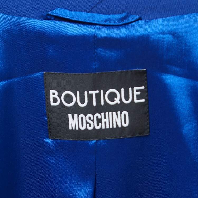 Pre Owned Boutique Moschino Blue Crepe Single-Breasted Blazer S