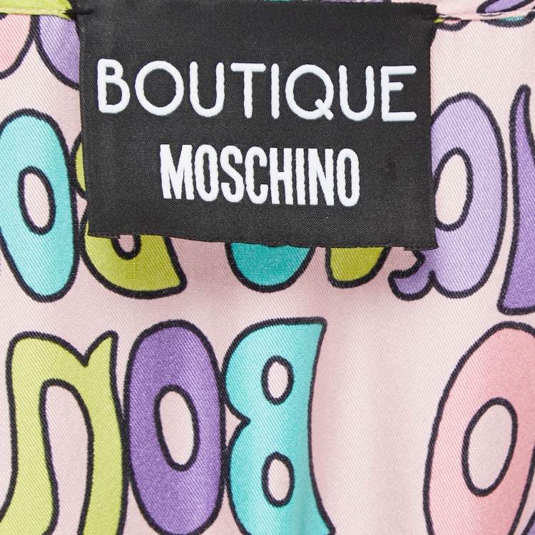 Pre Owned Boutique Moschino Multicolor Printed Silk Sleeveless Maxi Dress L