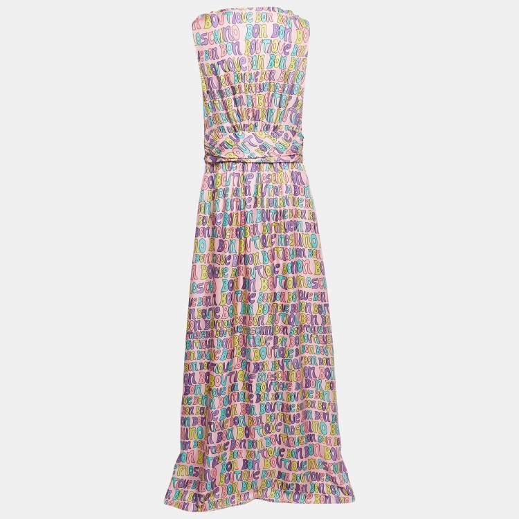 Pre Owned Boutique Moschino Multicolor Printed Silk Sleeveless Maxi Dress L