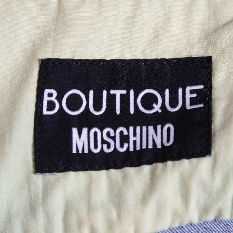Pre Owned Boutique Moschino Blue Denim Zip Front Belted Top M
