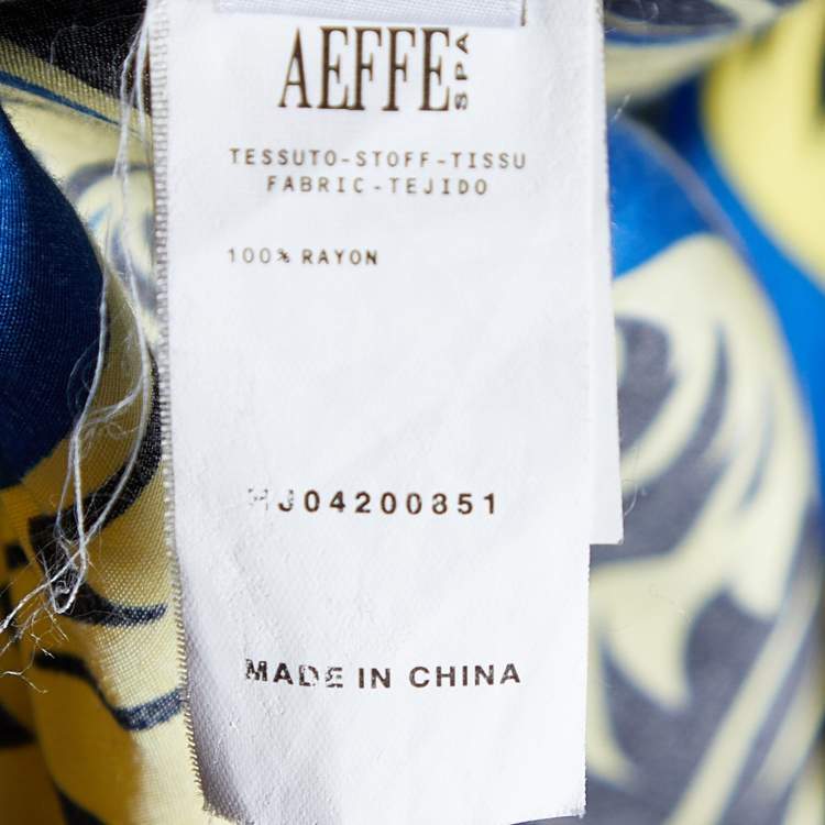 Pre Owned Boutique Moschino Blue Printed Rayon Shirred Detail Mini Dress M