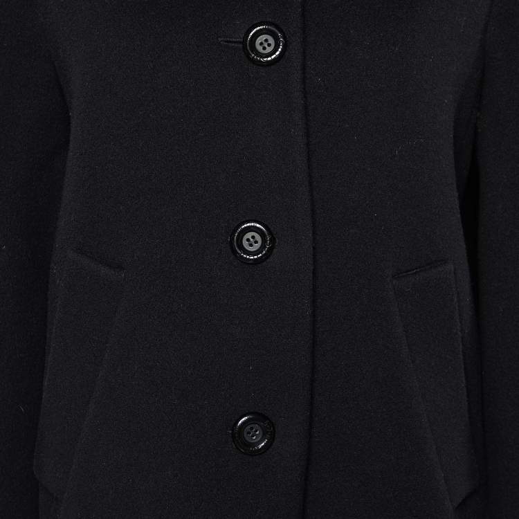 Pre Owned Boutique Moschino Black Wool Cape Sleeve Short Coat L