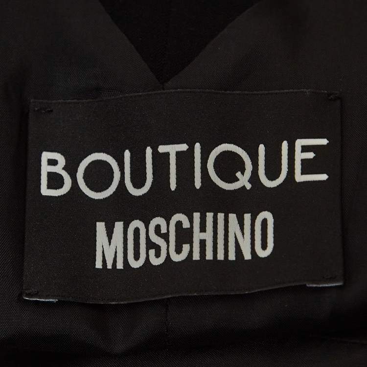 Pre Owned Boutique Moschino Black Stretch Crepe One Shoulder Double Breasted Dress XS