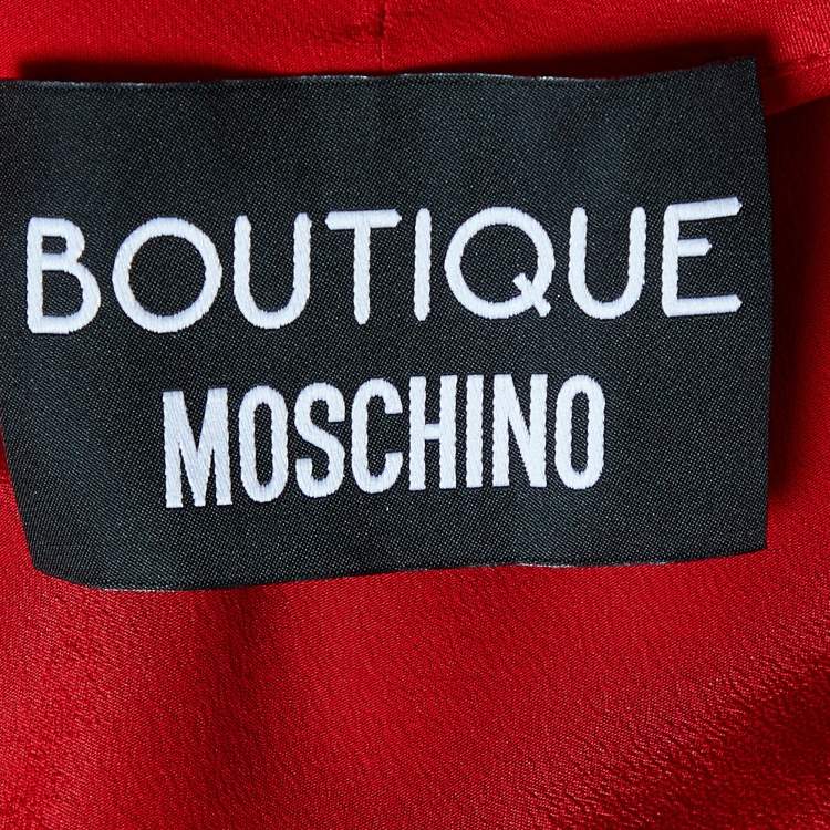 Pre Owned Boutique Moschino Red Silk Tie Neck Blouse M 
