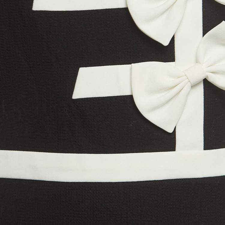 مملوكة مسبقًا Boutique Moschino Black Cotton Bow Detail Cup Sleeve Sheath Dress S