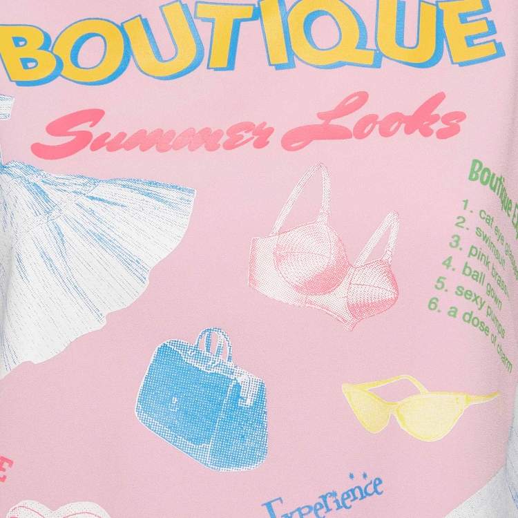 Pre Owned Boutique Moschino Pink Print Crepe Sleeveless Top M