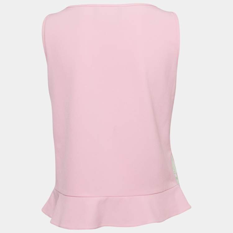 Pre Owned Boutique Moschino Pink Print Crepe Sleeveless Top M