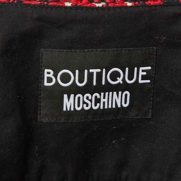 Pre Owned Boutique Moschino Red Tweed Fringed Jacket M