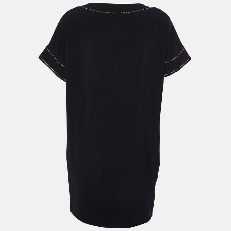 مملوكة مسبقًا Boutique Moschino Black Crepe Studded Shift Dress M