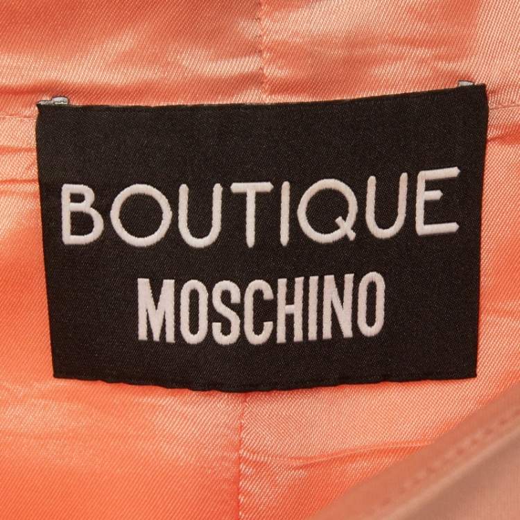 Pre Owned Boutique Moschino Pink Brooch Applique Crepe Shift Dress S