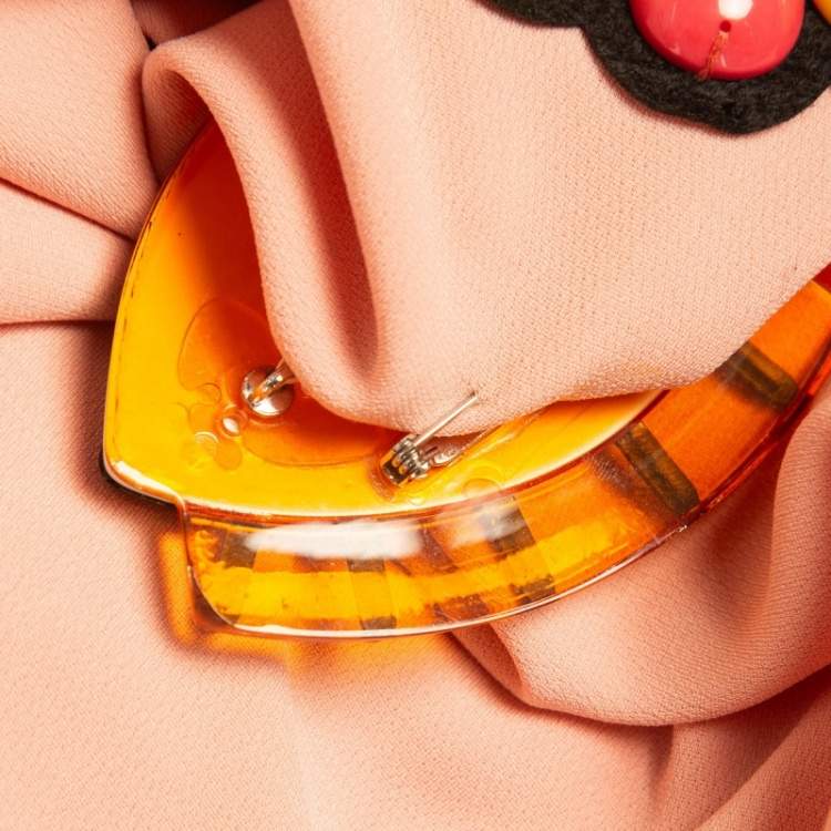 Pre Owned Boutique Moschino Pink Brooch Applique Crepe Shift Dress S
