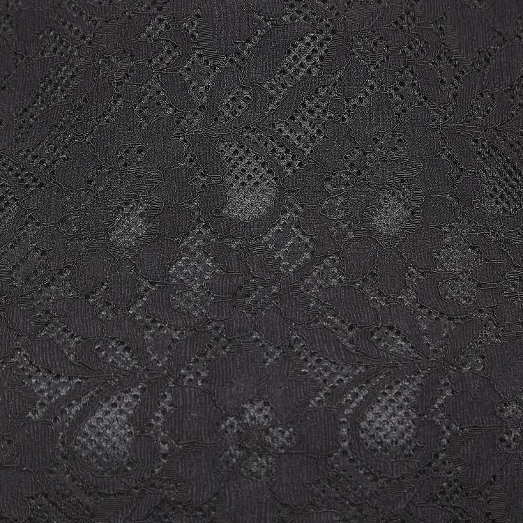 Pre Owned Boutique Moschino Black Lace Peplum Top S