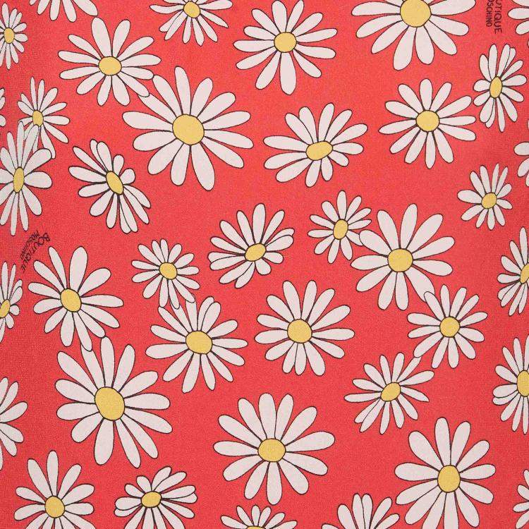 Pre Owned Boutique Moschino Pink Daisy Print Georgette Mini Dress M