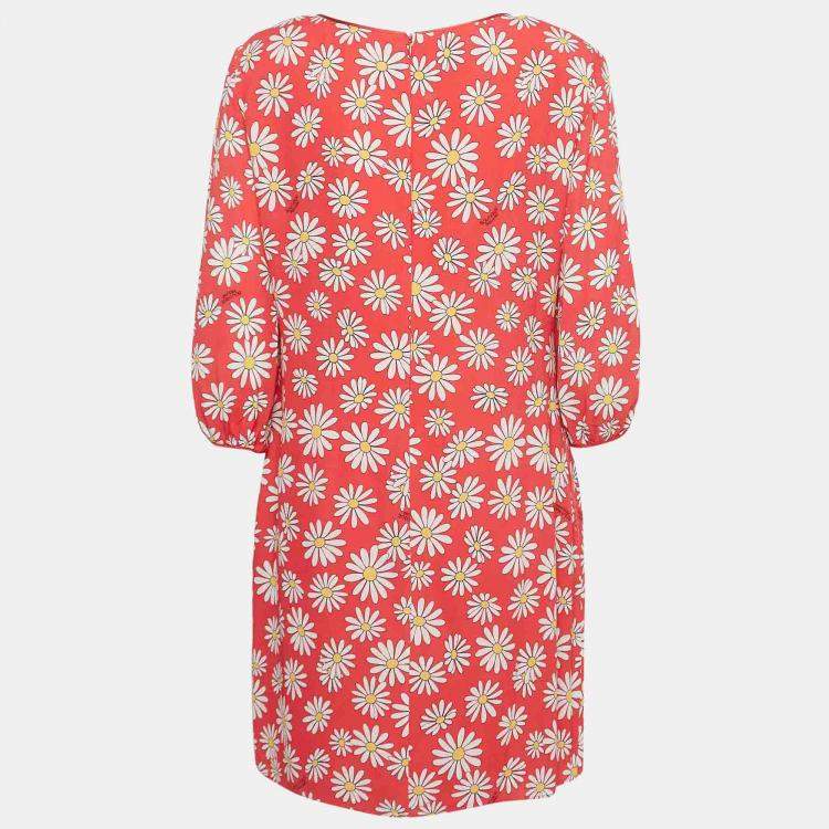 Pre Owned Boutique Moschino Pink Daisy Print Georgette Mini Dress M