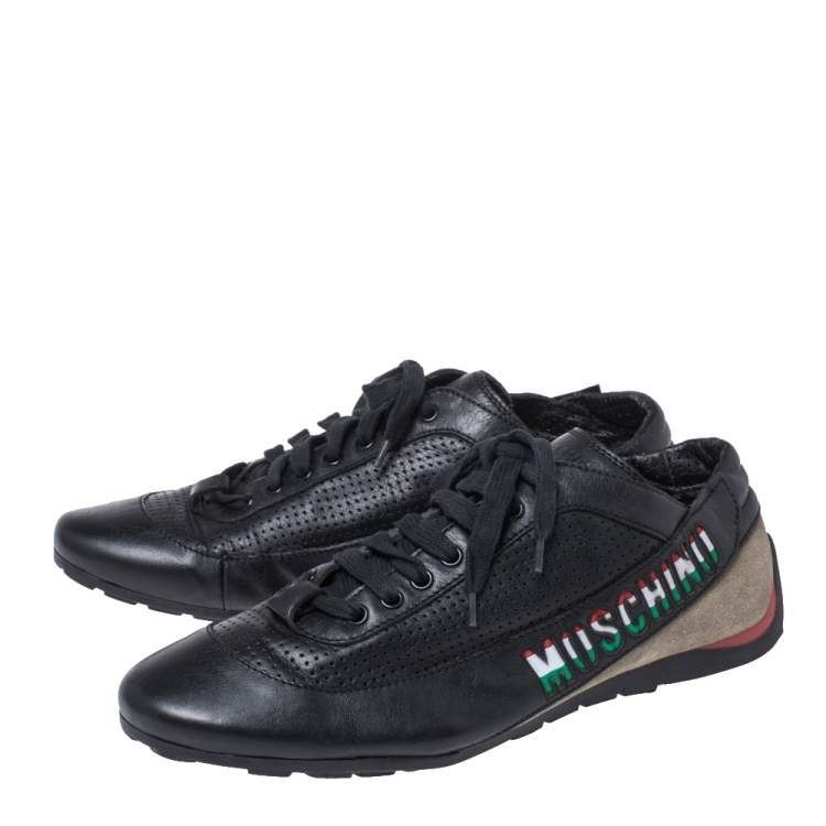 Pre Owned Moschino Black Suede Leather Low Top Sneakers Size 43