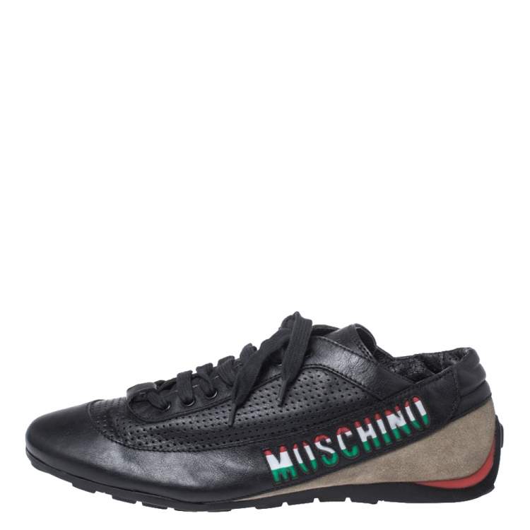 Pre Owned Moschino Black Suede Leather Low Top Sneakers Size 43