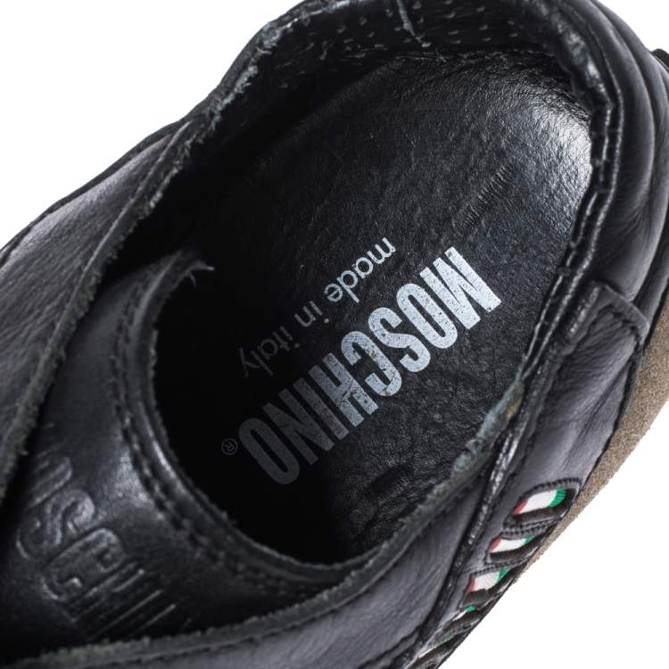 Pre Owned Moschino Black Suede Leather Low Top Sneakers Size 43