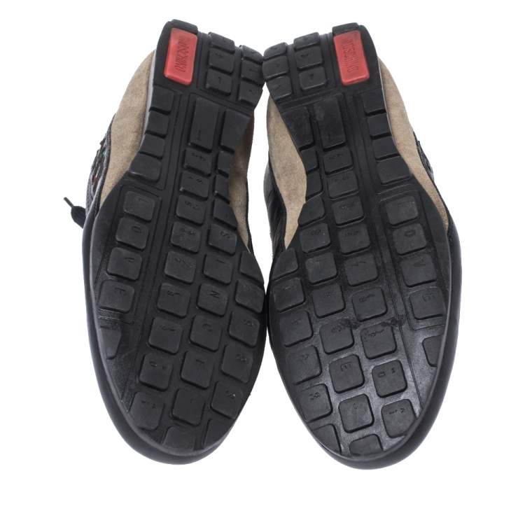 Pre Owned Moschino Black Suede Leather Low Top Sneakers Size 43