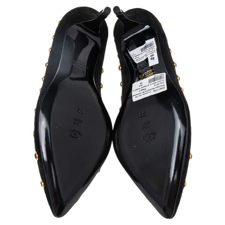 Pre Owned Boutique Moschino Black Suede Embellished  Pumps Size 38