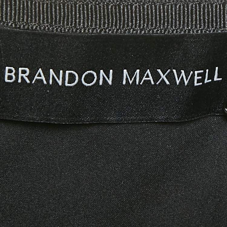Pre Owned Brandon Maxwell Black Crepe Leather Trimmed Strapless Knee-Length Dress M