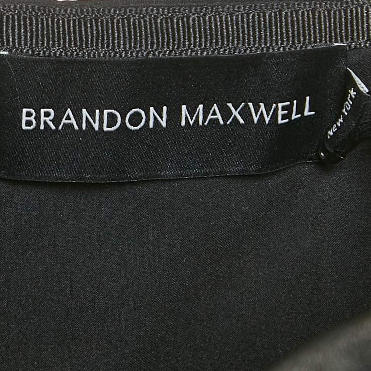 Pre Owned Brandon Maxwell Black Crepe Leather Trimmed Strapless Knee-Length Dress M