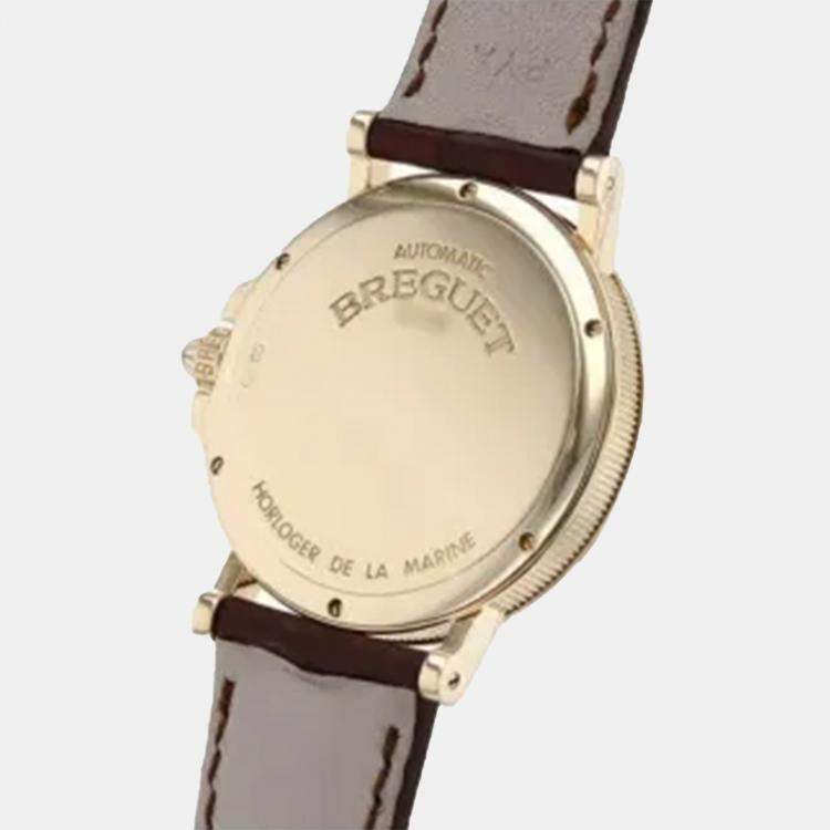 Pre Owned Breguet White 18k Yellow Gold Marine 3400BA Automatic Women's Wristwatch 35.5mm