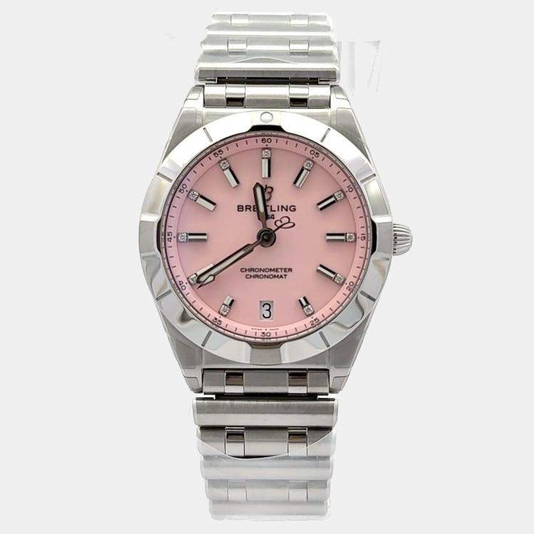 Pre Owned Breitling Chronomat 32 A77310101K1A1 Quartz Pink Stainless Steel Women’s Wristwatch 32 mm