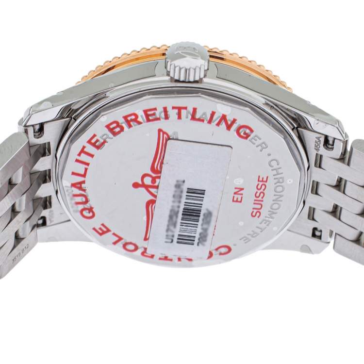 Pre Owned Breitling Cream 18K Rose Gold Stainless Steel Navitimer 1 U17325211G1A1 Men's Wristwatch 38 mm