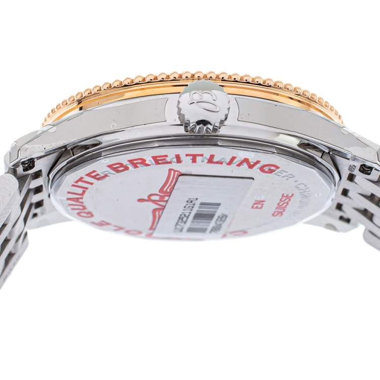Pre Owned Breitling Cream 18K Rose Gold Stainless Steel Navitimer 1 U17325211G1A1 Men's Wristwatch 38 mm