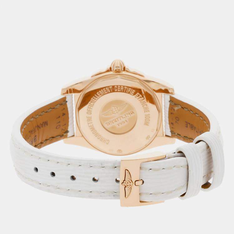 Pre Owned Breitling White Shell 18k Rose Gold Galactic H7234812/A791 Quartz Women's Wristwatch 29 mm
