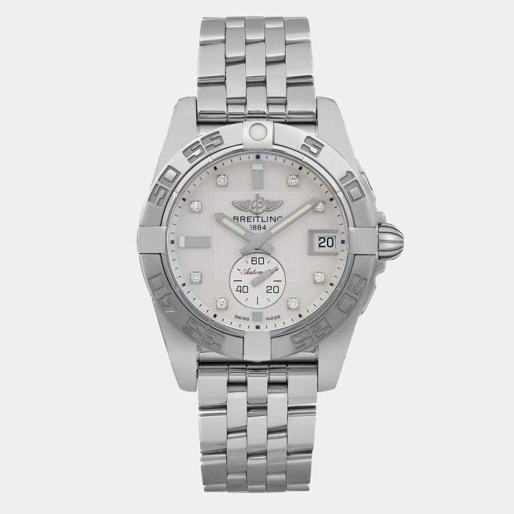 Pre Owned Breitling White Stainless Steel Galactic A37330 Automatic Men's Wristwatch 36 mm