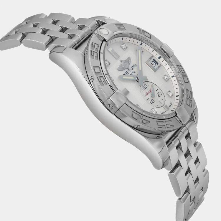 Pre Owned Breitling White Stainless Steel Galactic A37330 Automatic Men's Wristwatch 36 mm