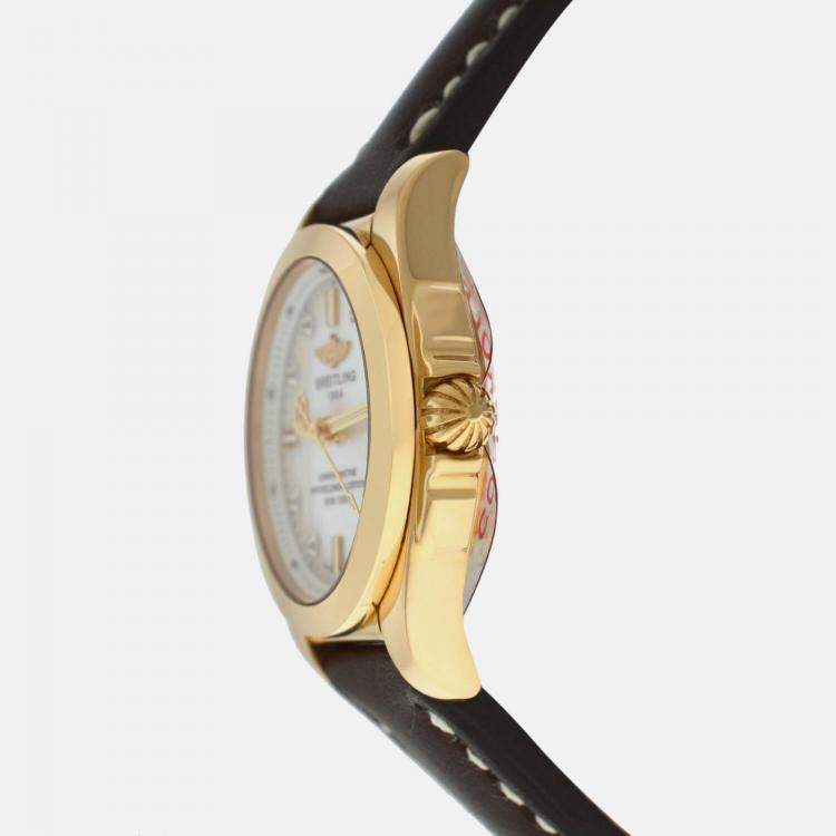 Pre Owned Breitling Galactic H7234812A792 Quartz MOP 18K Rose Gold Women’s Wristwatch 29 mm