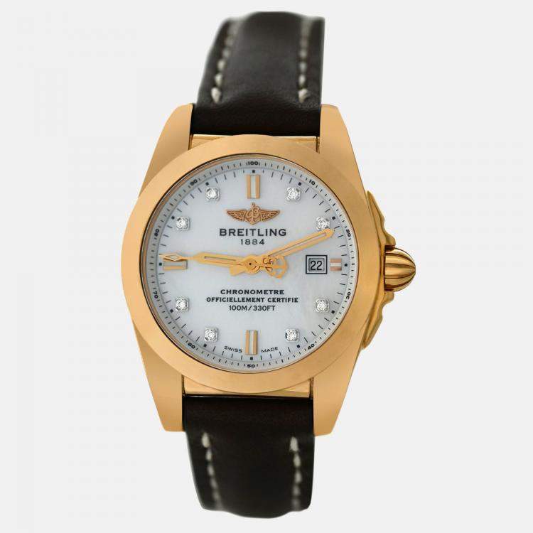 Pre Owned Breitling Galactic H7234812A792 Quartz MOP 18K Rose Gold Women’s Wristwatch 29 mm