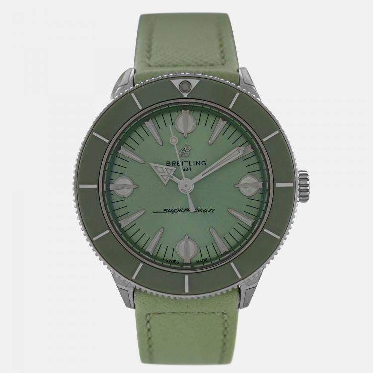 Pre Owned Breitling Superocean A10340361L1X1 Automatic Green Stainless Steel Women’s Wristwatch 38 mm