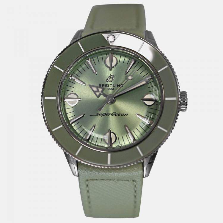Pre Owned Breitling Superocean A10340361L1X1 Automatic Green Stainless Steel Women’s Wristwatch 38 mm