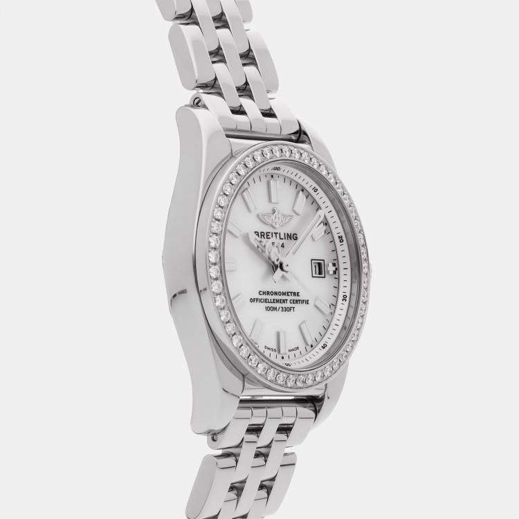 Pre Owned Pre-Owned Breitling Galactic 29 A7234853/A784 White Quartz Stainless Steel Men's Wristwatch 29 mm