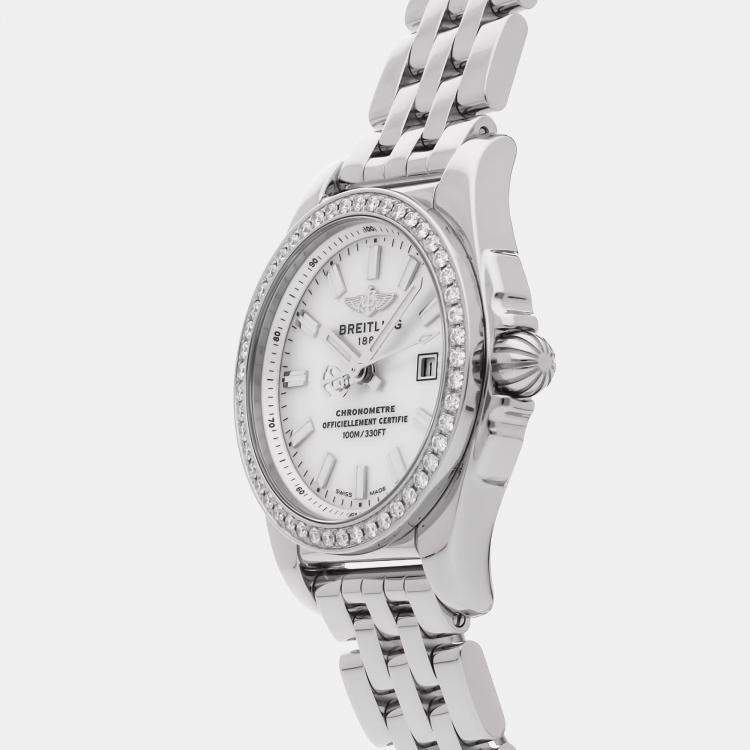 Pre Owned Pre-Owned Breitling Galactic 29 A7234853/A784 White Quartz Stainless Steel Men's Wristwatch 29 mm