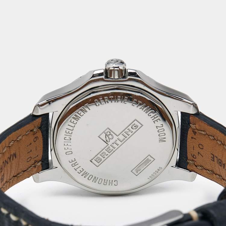 Pre Owned Breitling Colt A7738853-A769-208X-A14BA.1 Mother Of Pearl Dial Diamond Stainless Steel Leather Women's Wristwatch 33 mm