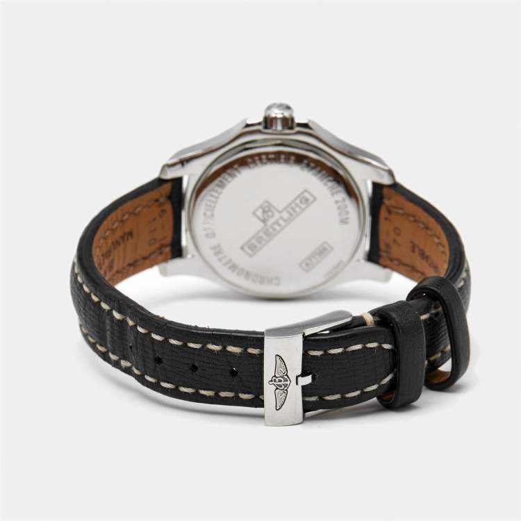 Pre Owned Breitling Colt A7738853-A769-208X-A14BA.1 Mother Of Pearl Dial Diamond Stainless Steel Leather Women's Wristwatch 33 mm