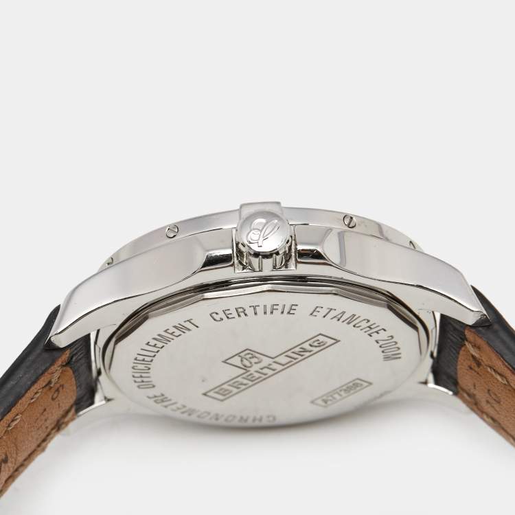 Pre Owned Breitling Colt A7738853-A769-208X-A14BA.1 Mother Of Pearl Dial Diamond Stainless Steel Leather Women's Wristwatch 33 mm