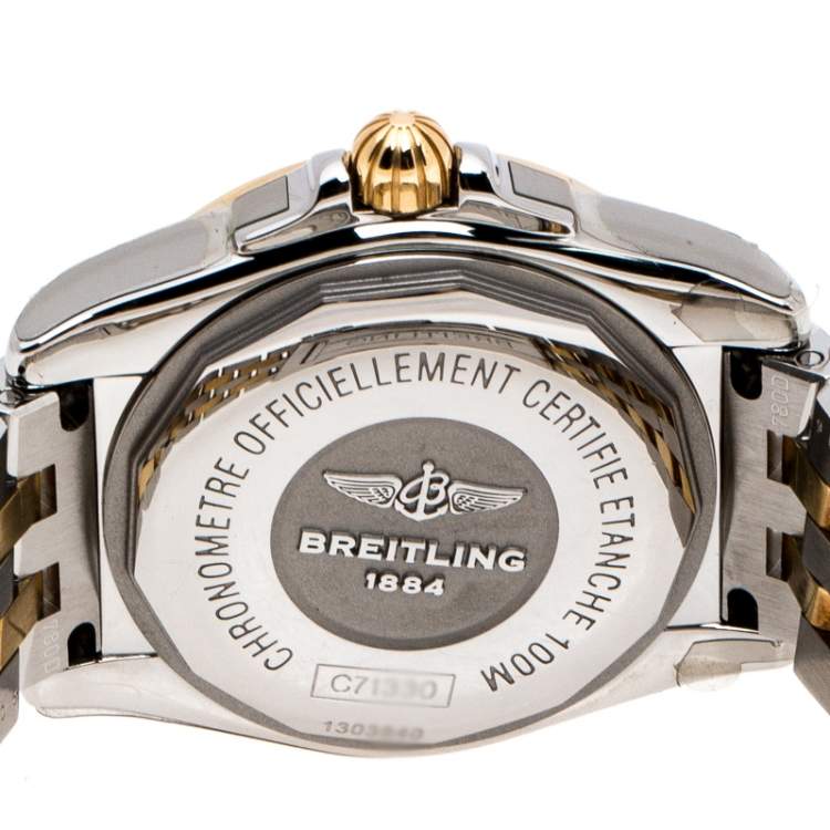 Pre Owned Breitling Black Gold Plated Stainless Steel Galactic 32 Sleek Edition Women's Wristwatch 32mm