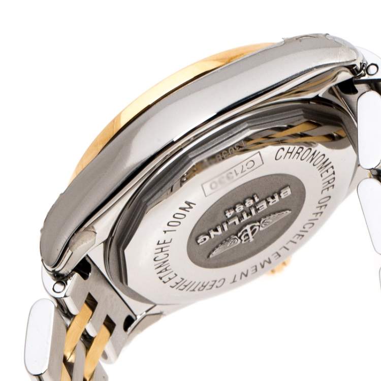 Pre Owned Breitling Black Gold Plated Stainless Steel Galactic 32 Sleek Edition Women's Wristwatch 32mm
