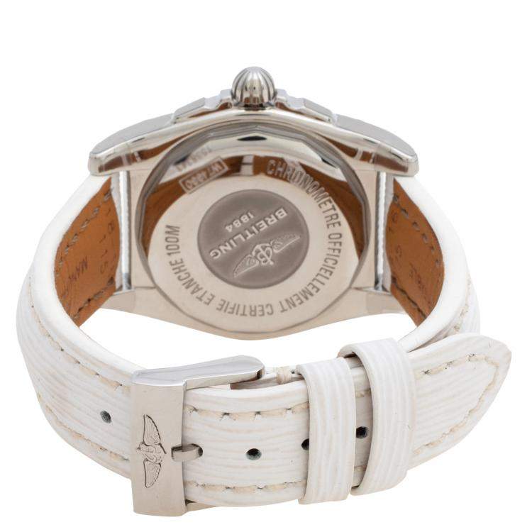 Pre Owned Breitling MOP Stainless Steel Leather Galactic W7433012/A779 Women's Wristwatch 36 MM