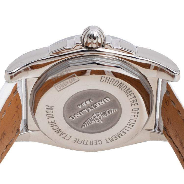 Pre Owned Breitling MOP Stainless Steel Leather Galactic W7433012/A779 Women's Wristwatch 36 MM